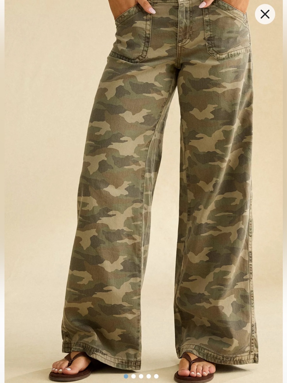 American Eagle Camo Wide Leg Utility Pants Green & Brown Size 2